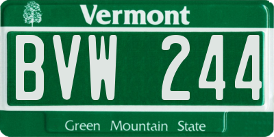 VT license plate BVW244