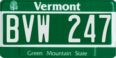 VT license plate BVW247