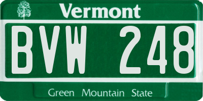 VT license plate BVW248