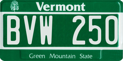 VT license plate BVW250