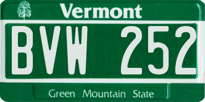 VT license plate BVW252