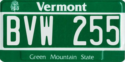 VT license plate BVW255