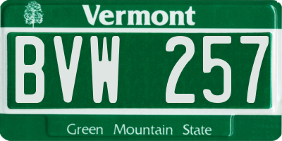 VT license plate BVW257
