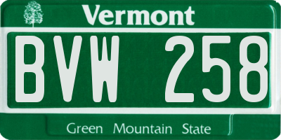 VT license plate BVW258