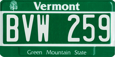 VT license plate BVW259