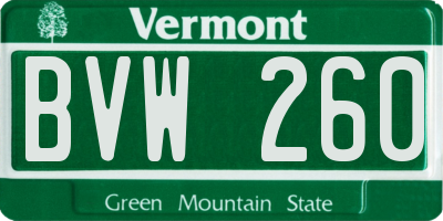 VT license plate BVW260