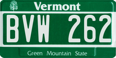 VT license plate BVW262