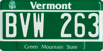 VT license plate BVW263