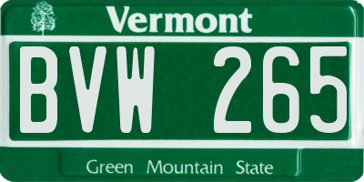 VT license plate BVW265