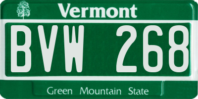 VT license plate BVW268