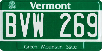 VT license plate BVW269
