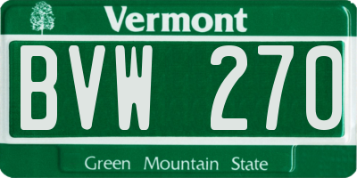 VT license plate BVW270