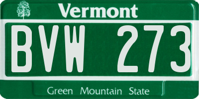 VT license plate BVW273