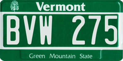 VT license plate BVW275