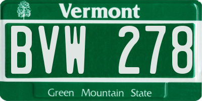 VT license plate BVW278