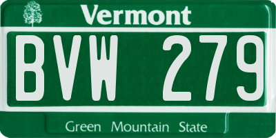 VT license plate BVW279