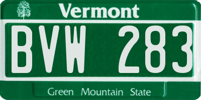 VT license plate BVW283