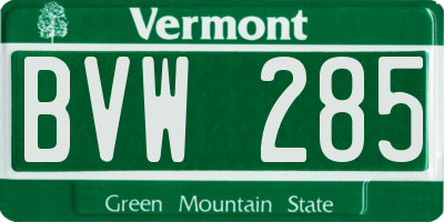 VT license plate BVW285