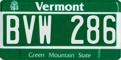VT license plate BVW286