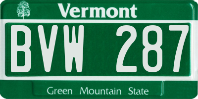 VT license plate BVW287