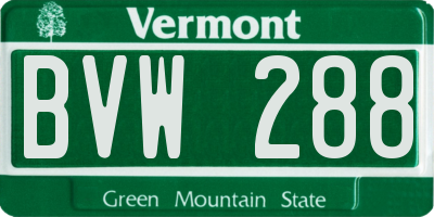 VT license plate BVW288
