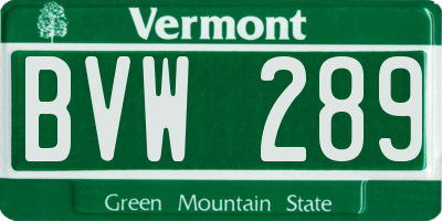 VT license plate BVW289
