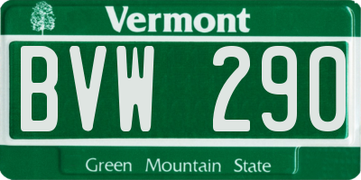VT license plate BVW290