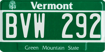 VT license plate BVW292