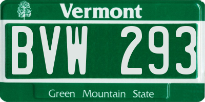 VT license plate BVW293