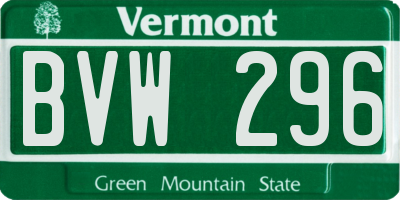 VT license plate BVW296