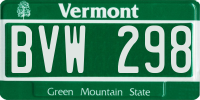 VT license plate BVW298