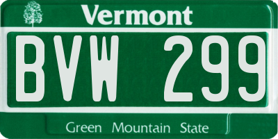 VT license plate BVW299