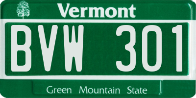 VT license plate BVW301