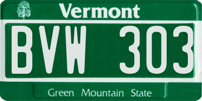VT license plate BVW303