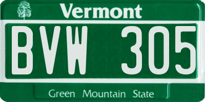 VT license plate BVW305