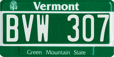 VT license plate BVW307