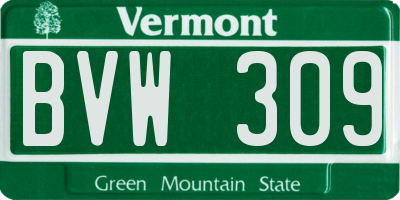 VT license plate BVW309