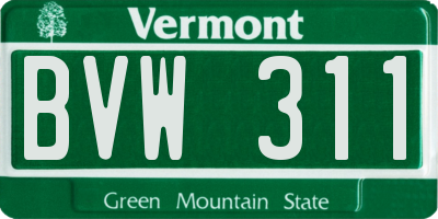 VT license plate BVW311