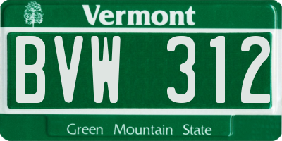 VT license plate BVW312