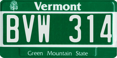 VT license plate BVW314
