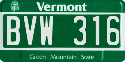 VT license plate BVW316