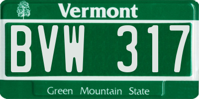 VT license plate BVW317
