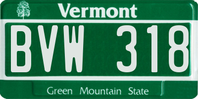 VT license plate BVW318