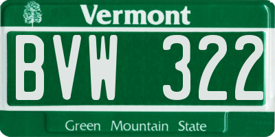 VT license plate BVW322
