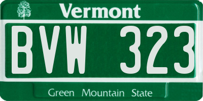 VT license plate BVW323
