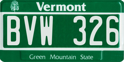 VT license plate BVW326