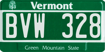 VT license plate BVW328