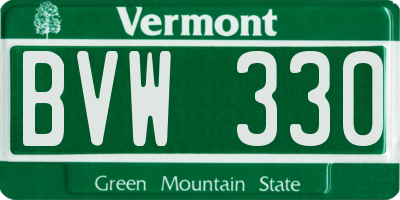 VT license plate BVW330