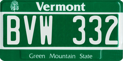 VT license plate BVW332