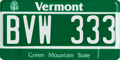 VT license plate BVW333